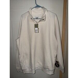 Men's Sweatshirt Pullover Snap Collar  L Ivory Goodfellow Textured New W Tags